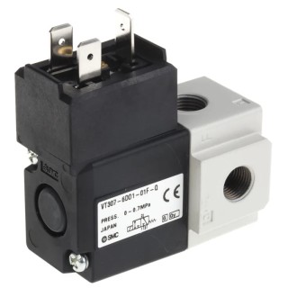 SMC Pneumatic 3/2 NC Solenoid Valve G 1/8 Threaded 12V DC 0.7 MPa Max Pressure VT307-6DO1-01F-Q