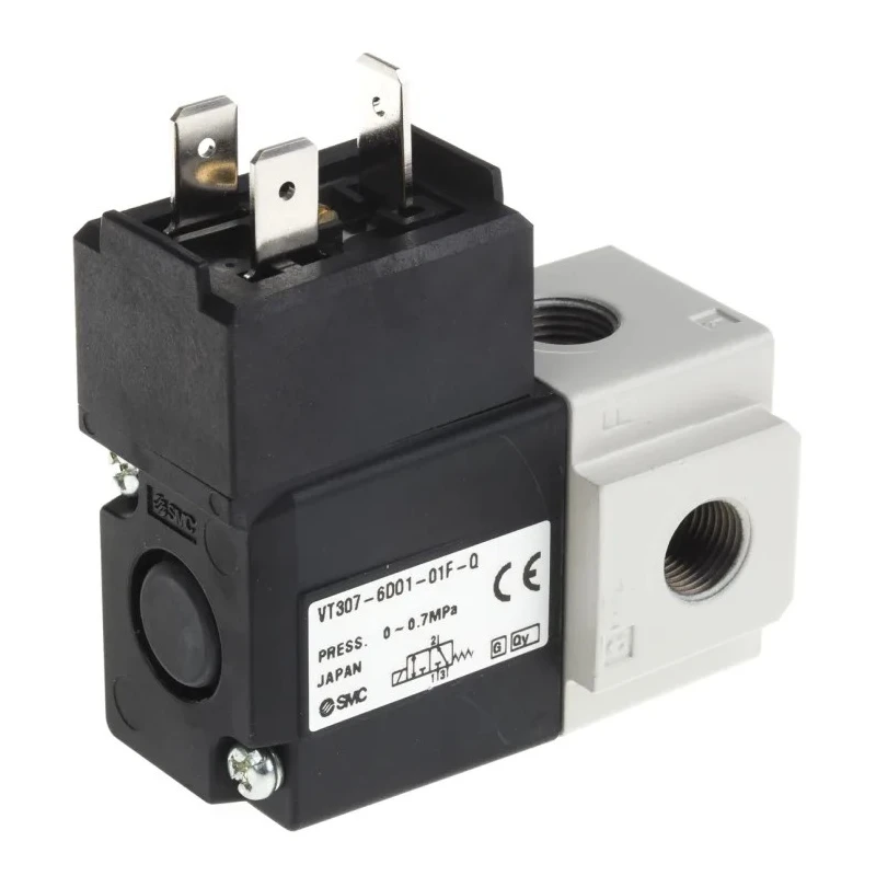 SMC Pneumatic 3/2 NC Solenoid Valve G 1/8 Threaded 12V DC 0.7 MPa Max Pressure VT307-6DO1-01F-Q