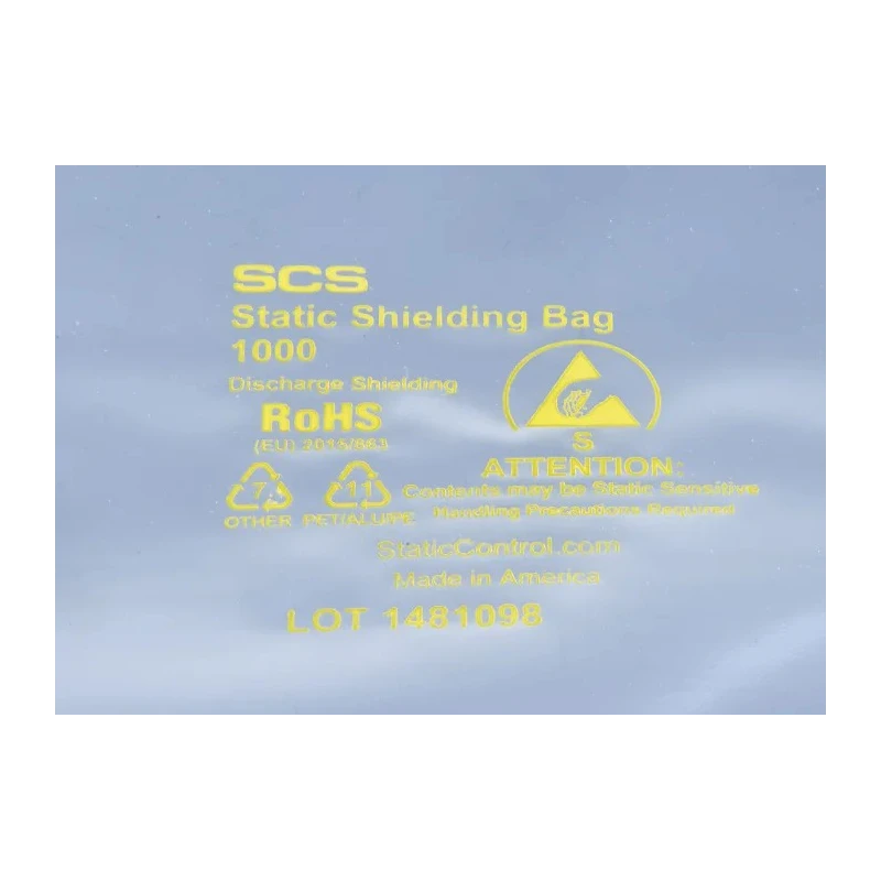 SCS Anti-Static Bag 254mm Width x 356mm Length Static Shielding Dissipative 0.07mm Thickness 3001014