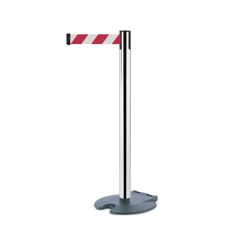 Tensator Retractable Barrier 2.3 m Tape Length Plastic Chrome Strap Post RB1-1P-D3