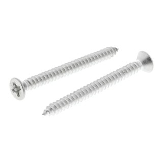 RS PRO Plain Stainless Steel Countersunk Head Pozidriv Self-Tapping Screw 45 mm Thread Size 8 Grade A2 797-6165