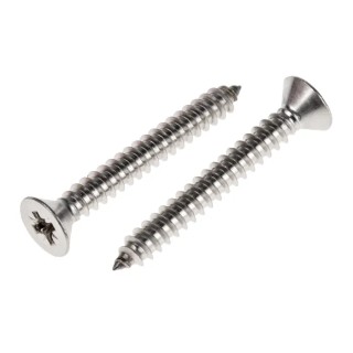 RS PRO Plain Stainless Steel Countersunk Head Pozidriv Self-Tapping Screw 38 mm Thread Size 10 Grade A2 797-6178