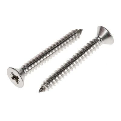 RS PRO Plain Stainless Steel Countersunk Head Pozidriv Self-Tapping Screw 38 mm Thread Size 10 Grade A2 797-6178