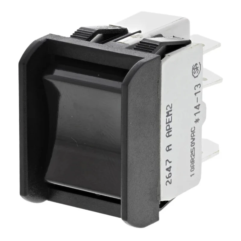 APEM DPDT On-Off-On (On)-Off-(On) Rocker Switch Panel Melamine Housing 16A 250V AC Rectangular Actuator 2647LP/2A232000L0