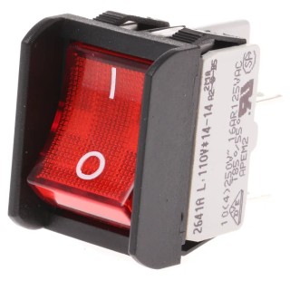 APEM Illuminated DPST On-Off On-Off Rocker Switch Panel 2600 Series Melamine Housing 16A 250V AC Red 2641LP/2A23621L110V