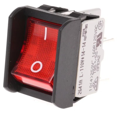 APEM Illuminated DPST On-Off On-Off Rocker Switch Panel 2600 Series Melamine Housing 16A 250V AC Red 2641LP/2A23621L110V