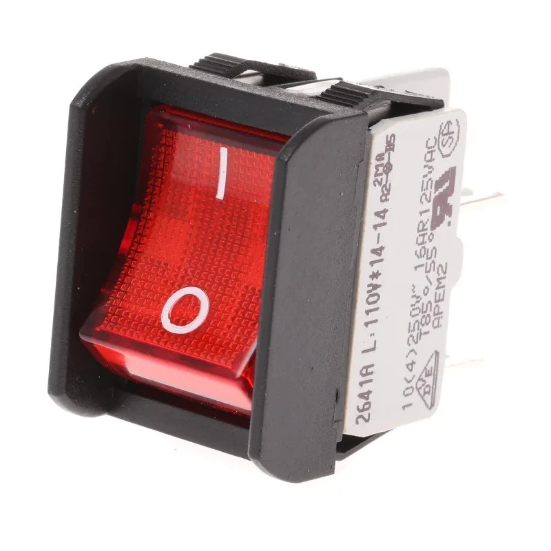 APEM Illuminated DPST On-Off On-Off Rocker Switch Panel 2600 Series Melamine Housing 16A 250V AC Red 2641LP/2A23621L110V