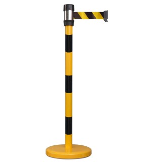 RS PRO Retractable Barrier Strap Post Black Yellow Metal Polyester Tape 2m 174-5906