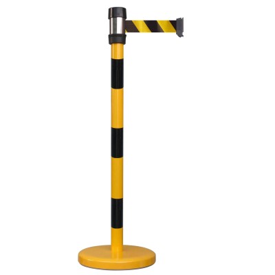 RS PRO Retractable Barrier Strap Post Black Yellow Metal Polyester Tape 2m 174-5906