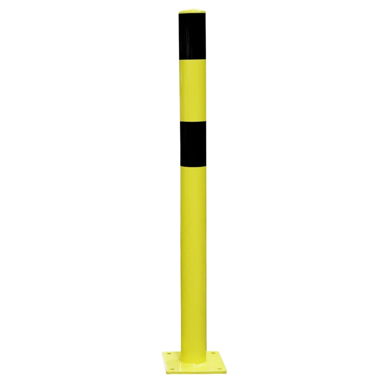 RS PRO Steel Yellow and Black Safety Barrier Post 90mm Diameter, 200mm Base Diameter, 1.2m Height 174-5953