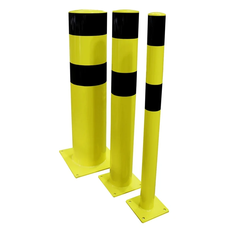 RS PRO Steel Yellow and Black Safety Barrier Post 90mm Diameter, 200mm Base Diameter, 1.2m Height 174-5953
