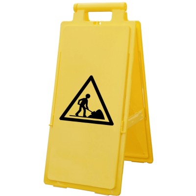 RS PRO Folding Hazard Warning Sign Polypropylene Yellow Black 640mm x 280mm 174-5959