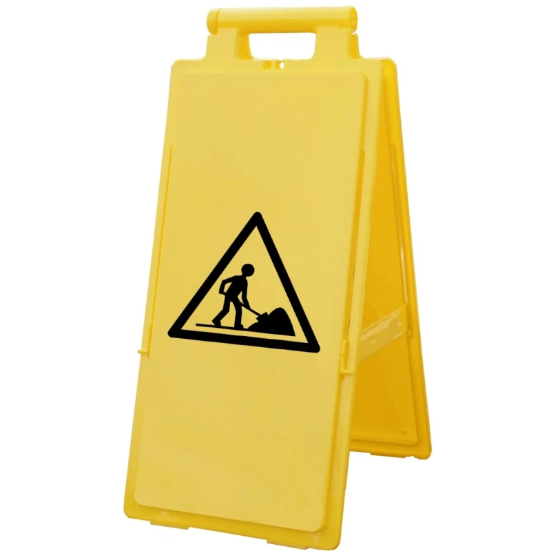 RS PRO Folding Hazard Warning Sign Polypropylene Yellow Black 640mm x 280mm 174-5959