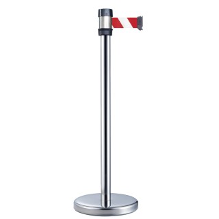 RS PRO Silver Retractable Barrier Strap Post with Red and White Polypropylene Tape 2m Length 174-5977