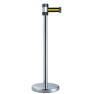 RS PRO Silver Retractable Barrier Strap Post, Black and Yellow Tape, Polyester, Polypropylene, 980 mm Height, 2 m 174-5976