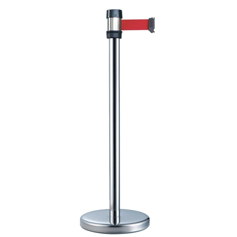 RS PRO Silver Retractable Strap Post with Red Polypropylene Tape and Polyester Barrier 2m 174-5978