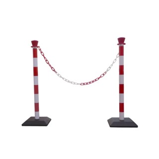 RS PRO Red and White Safety Barrier Post with Chain Barrier, ABS Material, 2 m Length, 1 m Height 174-5924