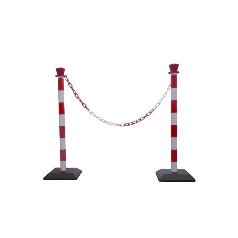 RS PRO Red and White Safety Barrier Post with Chain Barrier, ABS Material, 2 m Length, 1 m Height 174-5924