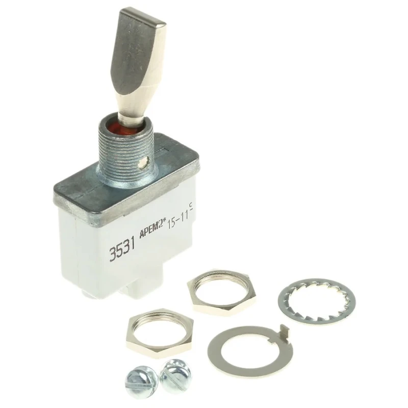 APEM Panel Mount Toggle Switch On-Off SPST Screw Terminal 28 V dc 250 V ac 3531-003N00