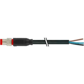 RS PRO Sensor Actuator Cable M8 3 Pole Male 0° Straight Connector to Unterminated Lead, 2 m, Black PVC Jacket 174-7834