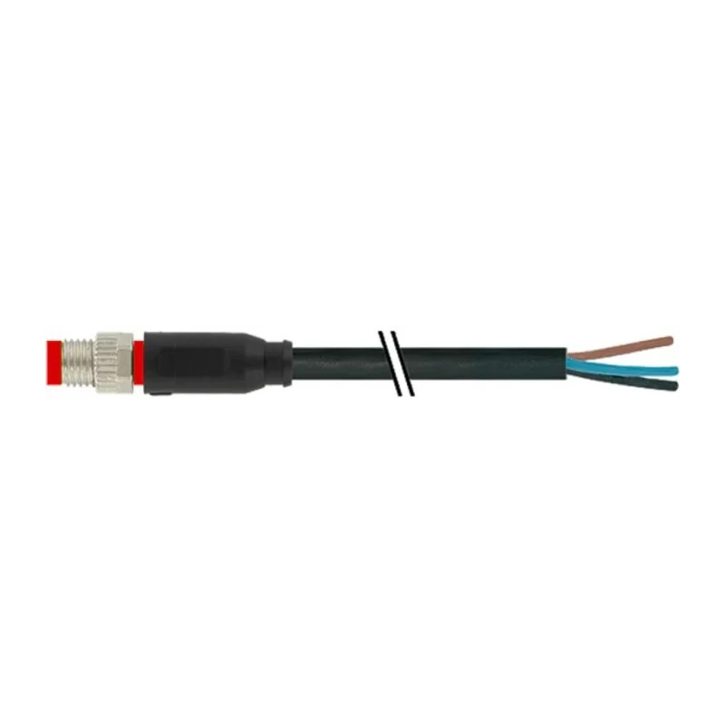 RS PRO Sensor Actuator Cable M8 3 Pole Male 0° Straight Connector to Unterminated Lead, 2 m, Black PVC Jacket 174-7834
