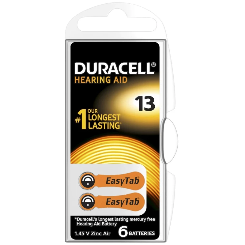Duracell PR48 Zinc Air Button Battery, 1.4 V, 7.9 mm Diameter, 5.4 mm Height, 300 mAh Capacity, 6 Pack 798-9405
