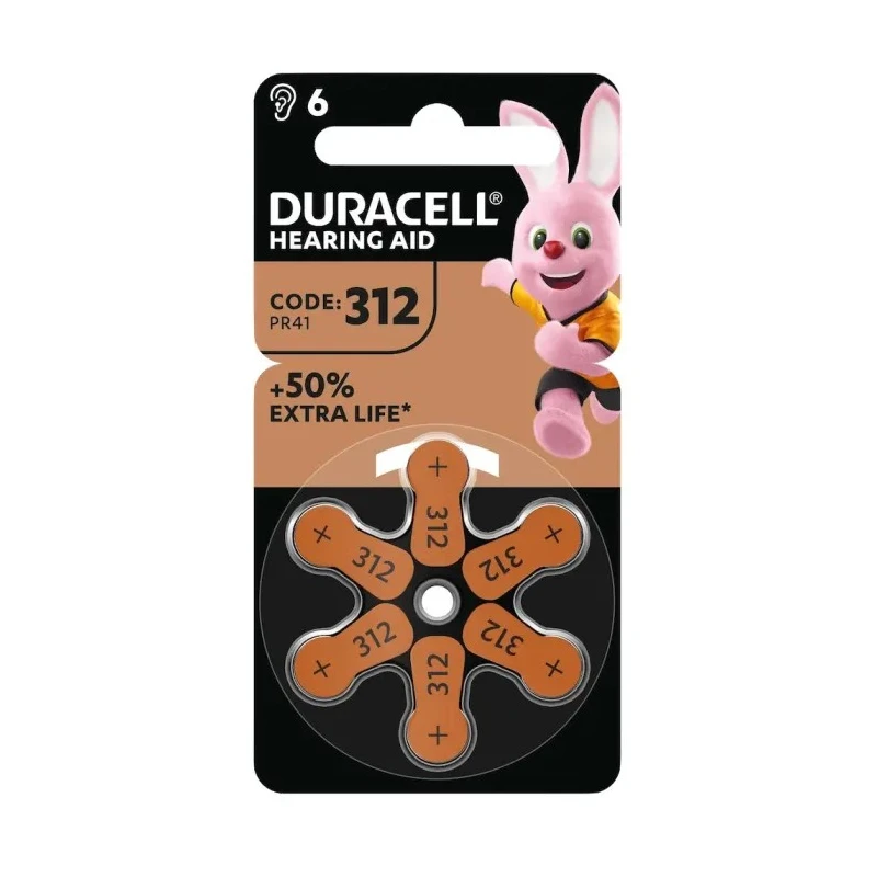 Duracell PR41 Zinc Air Button Battery 1.4 V, 7.9 mm Diameter, 3.6 mm Height, 6 Pack PR41