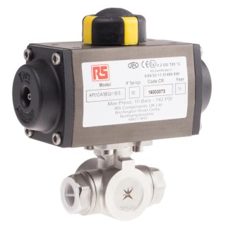 RS PRO Pneumatic Actuated Valve Stainless Steel 3 Way 1/2 in Pipe Size 1000 psi 799-8755