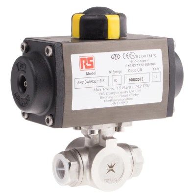 RS PRO Pneumatic Actuated Valve Stainless Steel 3 Way 1/2 in Pipe Size 1000 psi 799-8755