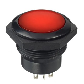APEM FP Series Illuminated Push Button Switch Momentary Panel Mount 30 mm Cutout DPDT Red LED 12 V dc FPDR3D1462C1XXX