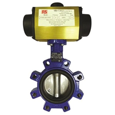 RS PRO Pneumatic Actuated Butterfly Valve Wafer Connection Direct Action 16 bar 799-8831