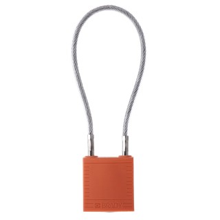 RS PRO Orange 1-Lock Lockout Rugged Reinforced Nylon Body with Sheathed Steel Cable COMPACT CABLE PADLOCK ORANGE 20CM KD