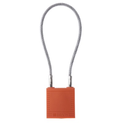 RS PRO Orange 1-Lock Lockout Rugged Reinforced Nylon Body with Sheathed Steel Cable COMPACT CABLE PADLOCK ORANGE 20CM KD