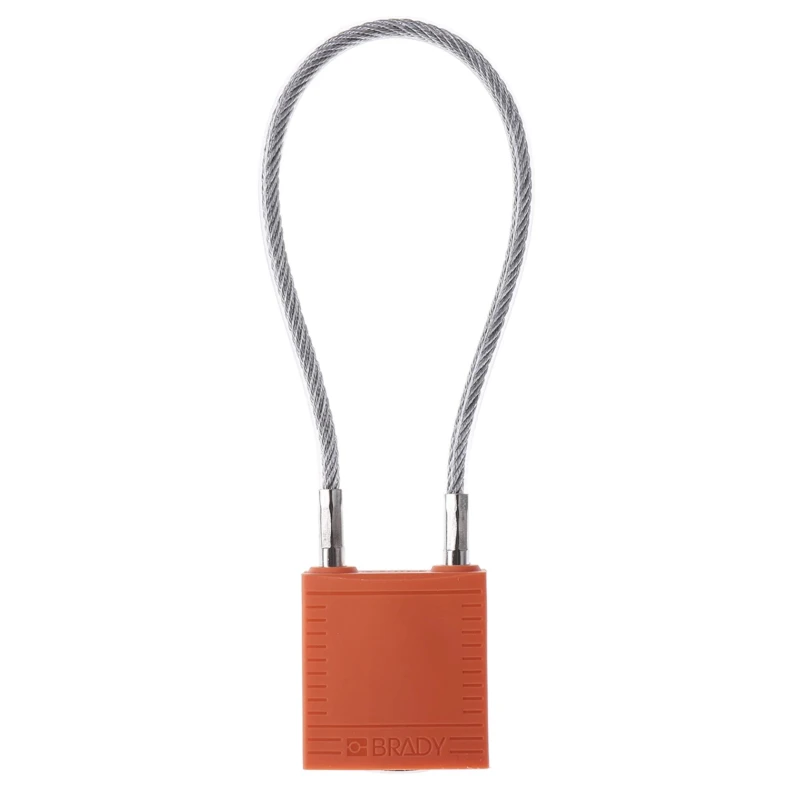 RS PRO Orange 1-Lock Lockout Rugged Reinforced Nylon Body with Sheathed Steel Cable COMPACT CABLE PADLOCK ORANGE 20CM KD