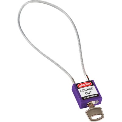Brady Purple Rugged Reinforced Nylon Body Lockout Cable Padlock 4.7mm Shackle Diameter COMPACT CABLE PADLOCK PURPLE 40CM KD
