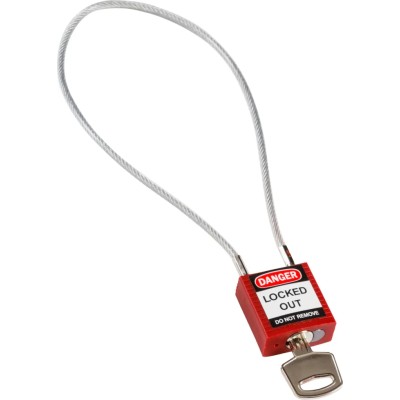 RS PRO Red Rugged Reinforced Nylon Body Cable Padlock with Sheathed Steel Cable 4.72mm COMPACT CABLE PADLOCK RED 40CM KD