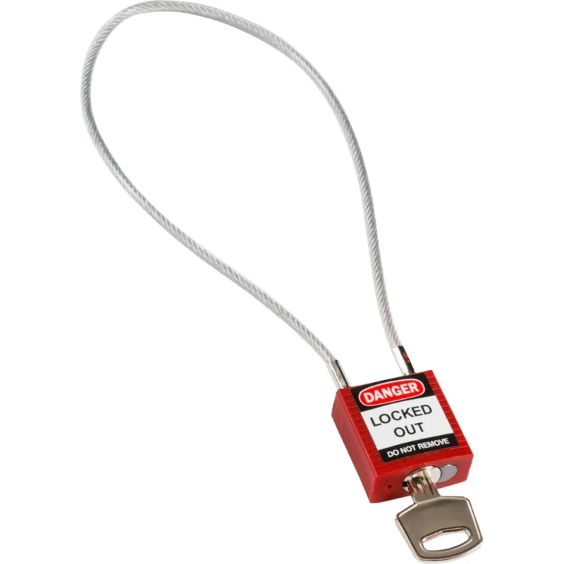 RS PRO Red Rugged Reinforced Nylon Body Cable Padlock with Sheathed Steel Cable 4.72mm COMPACT CABLE PADLOCK RED 40CM KD