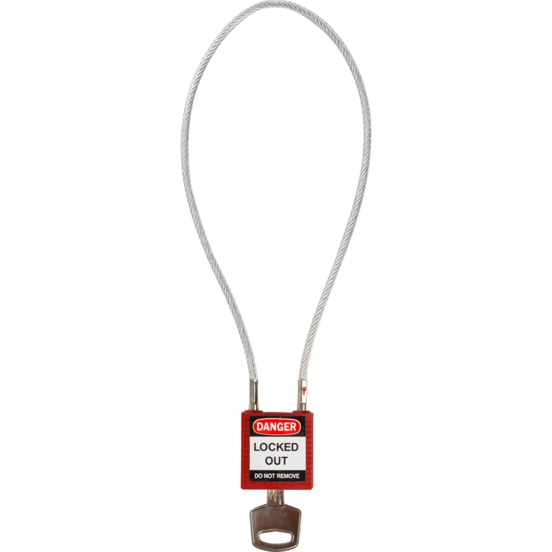 RS PRO Red Rugged Reinforced Nylon Body Cable Padlock with Sheathed Steel Cable 4.72mm COMPACT CABLE PADLOCK RED 40CM KD