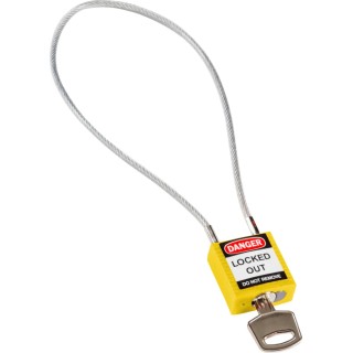 RS PRO Rugged Reinforced Nylon Body Yellow Compact Cable Padlock with Sheathed Steel COMPACT CABLE PADLOCK YELLOW 40CM KD