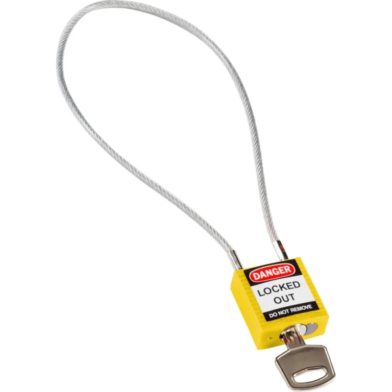 RS PRO Rugged Reinforced Nylon Body Yellow Compact Cable Padlock with Sheathed Steel COMPACT CABLE PADLOCK YELLOW 40CM KD