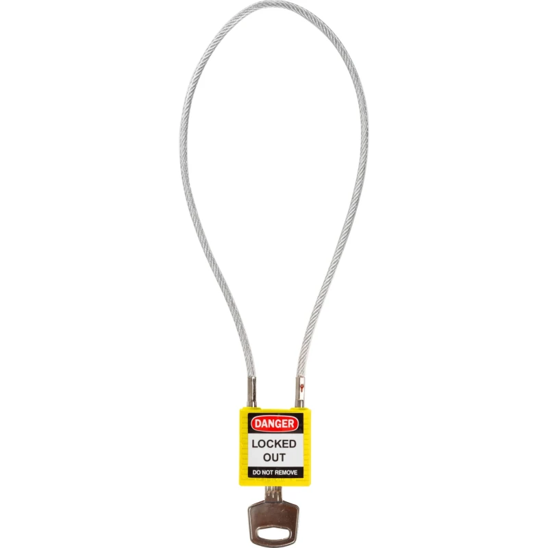 RS PRO Rugged Reinforced Nylon Body Yellow Compact Cable Padlock with Sheathed Steel COMPACT CABLE PADLOCK YELLOW 40CM KD