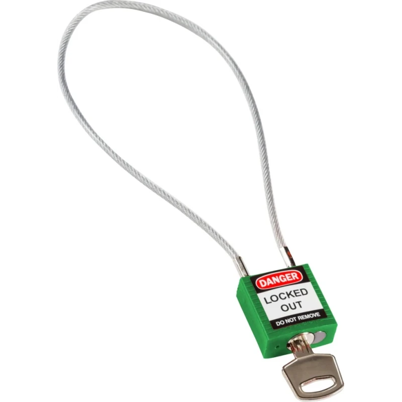 Brady Green 1-Lock Lockout Rugged Reinforced Nylon Body with Sheathed Steel Cable Keyed COMPACT CABLE PADLOCK GREEN 40CM KD