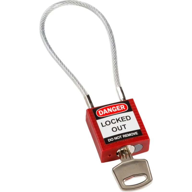 Brady Red Rugged Reinforced Nylon Body Cable Padlock with Sheathed Steel Cable 4.72mm COMPACT CABLE PADLOCK RED 20CM KD