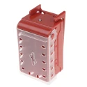 Brady 6 Padlock Lockout Station Red Plastic Compact Group Lock Box COMPACT LOCK BOX+6 RED KEYED-ALIKE LOCKS