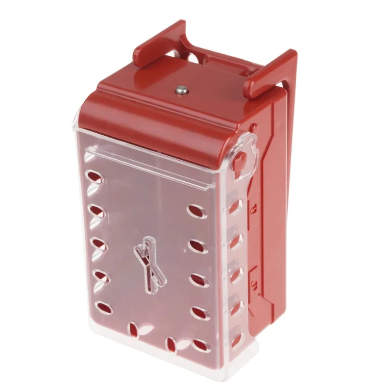 Brady 6 Padlock Lockout Station Red Plastic Compact Group Lock Box COMPACT LOCK BOX+6 RED KEYED-ALIKE LOCKS