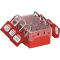 Brady 6 Padlock Lockout Station Red Plastic Compact Group Lock Box COMPACT LOCK BOX+6 RED KEYED-ALIKE LOCKS