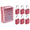 Brady Lockout Station 6 Padlocks Red Plastic COMPACT LOCK BOX+6 RED KEYED-DIFF LOCKS