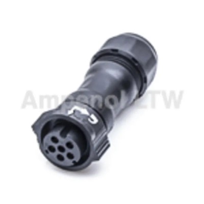 Amphenol Industrial Circular Connector, 6 Contacts, Cable Mount, Socket Female, IP68, Nylon Housing, Gold CB-06BFFA-QL8MP0