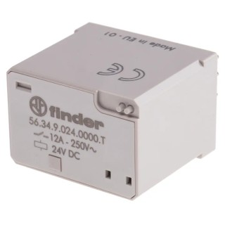 Finder Power Relay 24V DC Coil 12A Switching Current 4PDT Silver Alloy Contacts 56.34.9.024.0000T