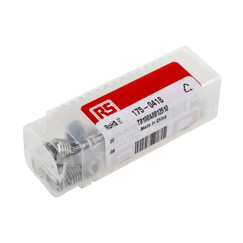 RS PRO Thread Repair Insert M8 Thread Size, Drill Size 8.3 mm, 304 Stainless Steel, Thread Length 8mm 175-0418